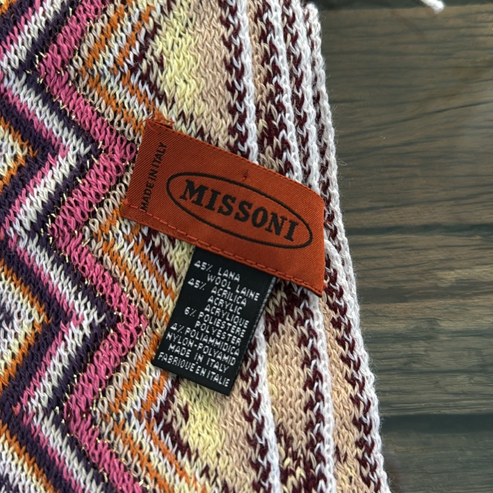 Missoni Multicolor Zigzag Knit Scarf - Picture 2 of 2